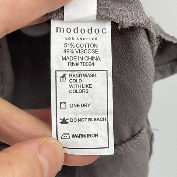 Mododoc Grey Silky Scoop Neck Long Tank Top Double Hem Cotton Viscose - Picture 6 of 6